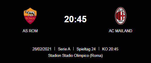 Wett Tipp AS Roma AC Milan 28 02 21
